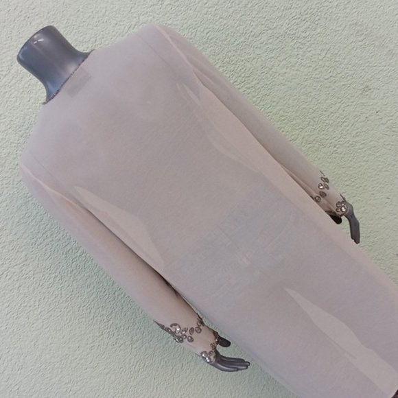 METROSTYLE LADIES VVINTAGE SEE-THRU HOUSE COAT W/STONE EMBELLISHED SLEEVES - Picture 10 of 17